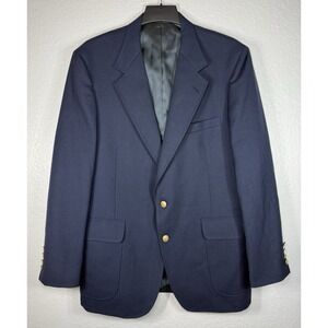 Warren Sewell classic American navy blue blazer 44L gold-tone buttons USA Made